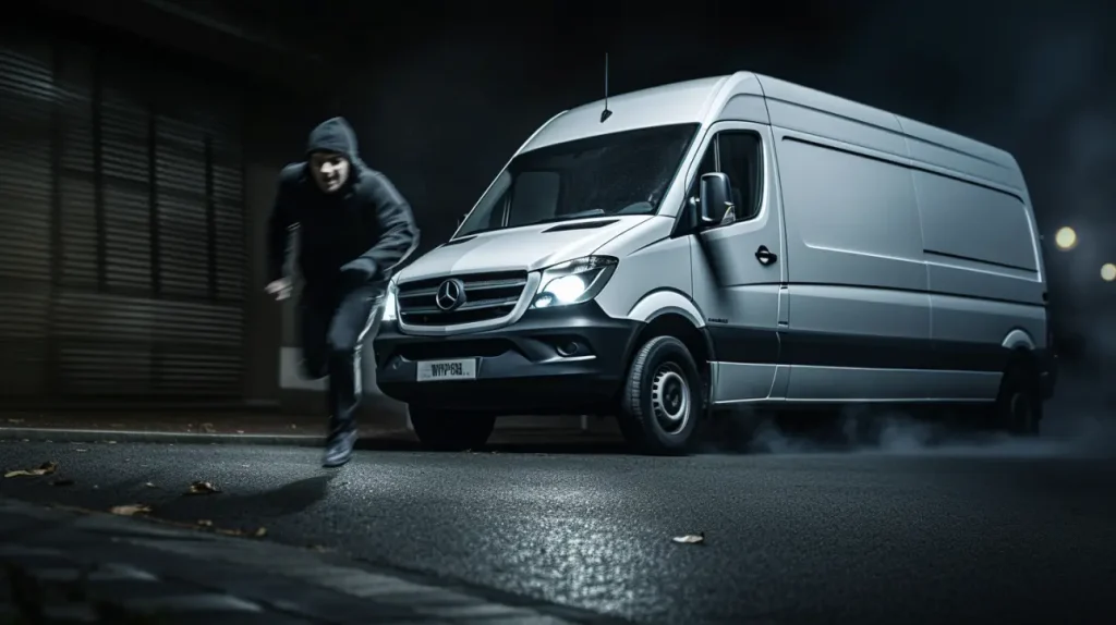 a van with an activated perimeter alarm system